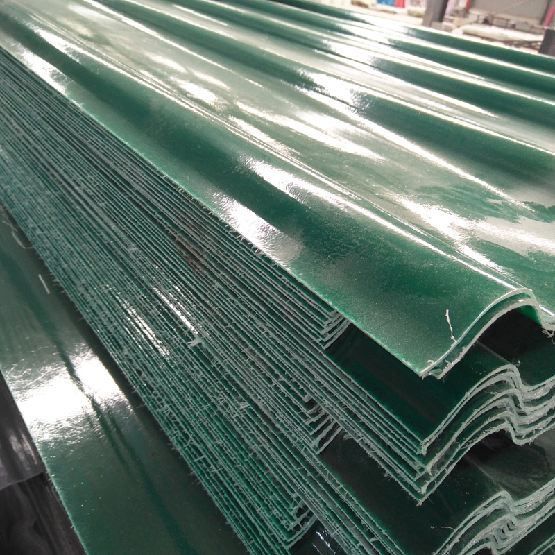 panel corrugado de fibra de vidrio verde para techos